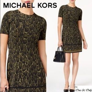 MICHAEL Michael Kors Leopard Print dress- Black and Green